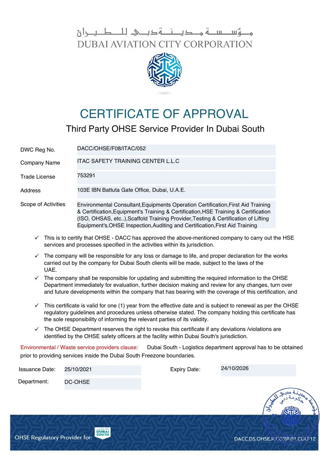 DACC ITAC Safety